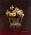 Narcisses dans un vase en verre opalin peintre de fleurs Henri Fantin Latour